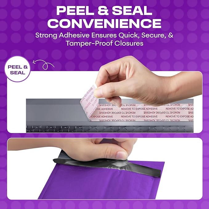 Purple Large Poly Bubble Mailers 12x15 inch | Self Seal Padded Envelopes Cushioned Bubble Mailer | Usable Size 12x15 | WaterProof | Lightweight mailing Shipping Bags | 100 Pack Bulk