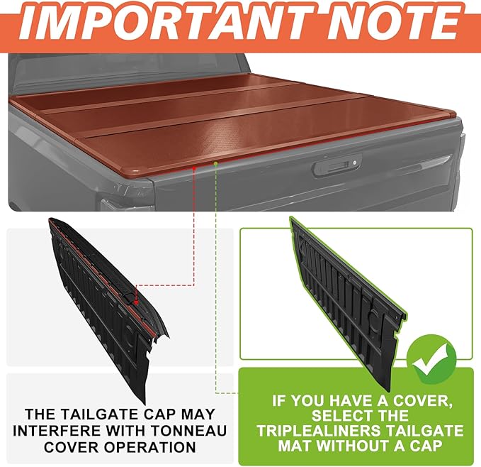 TripleAliners Compatible with Ford Super Duty 2023-2025 2026 F250/F350/F450 Accessories Tailgate Mat with Tailgate Cap Top Protector Full-Coverage All Weather Truck Bed Cover Liner Replacement