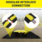 3 Pack Heavy Duty Rubber Cable Protectors with 2 Channel Ramps, 11000lbs Capacity Speed Bumps for Cables and Vehicles, Durable for Indoor and Outdoor Use