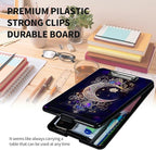 A4 Clipboards,Heavy Duty Waterproof Nursing Plastic Folder Clipboard with Storage Clip Boards,File Folder Storage Box Clipboard Case for Teacher,Doctor,Offices,Moon Star Galaxy Floral