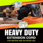 100ft Outdoor/Indoor Extension Cord 12/3 Gauge Extra Heavy Duty 3 Prong SJTW, Waterproof, Flexible Cold-Resistant Long Power Cord,15A 125V 1875W, Orange by LifeSupplyUSA