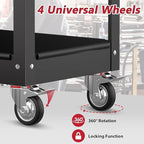 3 Tier Rolling Tool Cart on Wheels, Heavy Duty Service Cart Industrial Utility Cart with Drawer and Screwdriver Rack Pegboard, 550 LBS Mobile Tool Storage Organizer for Garage, Workshop(Black)