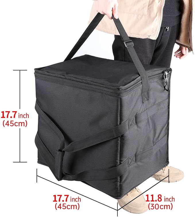 Insulated Heated Delivery Bag with Handle - Portable Microwave Food Warmer, Collapsable Grocery Boxes - Picnic Lunch Pizza Container for Food Transport