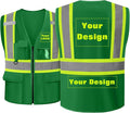 Safety Vest Customize Logo with 5 Pockets & Zipper Reflective High Visibility Vest Class 2 Outdoor Workwear
