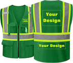 Safety Vest Customize Logo with 5 Pockets & Zipper Reflective High Visibility Vest Class 2 Outdoor Workwear