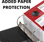 3 Ring Binder, Professional D Ring Binder 5 Inch, Presentation Folder for Standard Pages 8.5 x 11 with Pockets, Durable and Strong Black Binder (4 Pack)