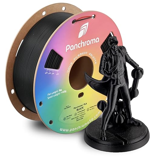 Panchroma PLA Black 3D Printer Filament, 1.75mm, 1kg Spool, Easy to Print, High Speed Printing, Tangle Free, AMS Compatible, Perfect for Toys, Decor, Miniatures, Models & Cosplay