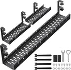 31Inch Extendable Under Desk Cable Management Tray, Black Metal Cable Management Tray Under Desk Cord Management with Clamp, 31 Inch x 4.33 Inch