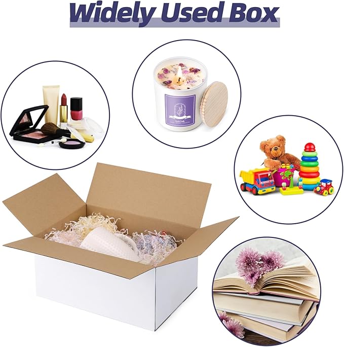 Shipping Boxes 10x7x5 Set of 40, White Corrugated Cardboard Box for Mailing Business Packaging