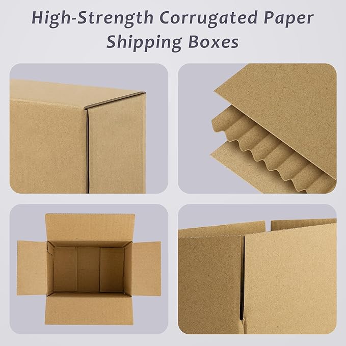 Frametory 6x4x4 Pack of 25 Corrugated Cardboard Packing Shipping Mailing Moving Carton Boxes, Brown