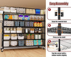 PrimeZone 6 Tier 80.7" H x 55.5" W x 24" D Wire Shelving with Wheels 3600lbs NSF Certified Storage Shelves Heavy Duty Metal Shelf Adjustable Rolling Rack Commercial Garage Restaurant Warehouse 3pcs