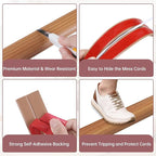 Floor Cord Cover Self Adhesive Cord Hider Floor Extension Cord Covers for Floor Power Cord Protector Cable Management Prevent Cable Trips Cable Cavity 0.51" W x 0.31" H (Light Brown Wood, 10Ft)