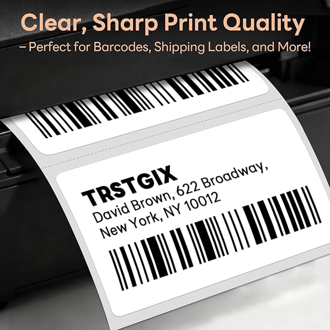4" x 2" Direct Thermal Labels, Strong Adhesive Barcode & Return Address Stickers Compatible with Zebra, Rollo, Munbyn & Most Desktop Thermal Printers (12 Rolls / 9,000 Labels), TRSTGIX
