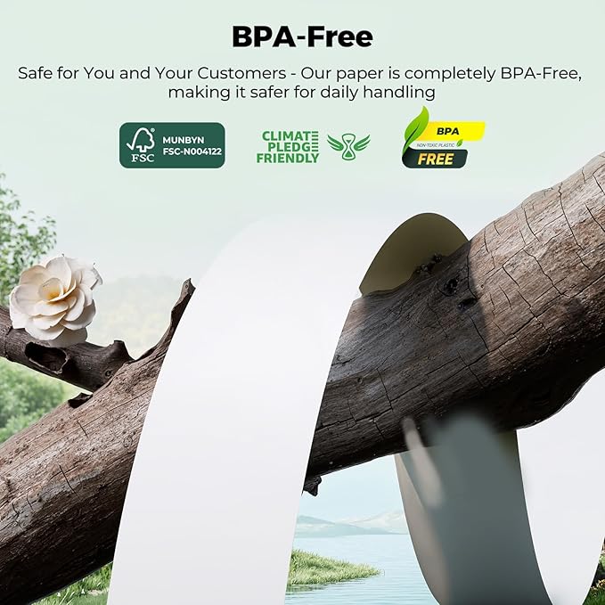 MUNBYN Thermal Paper 3 1/8 x 230ft, 30 Rolls Receipt Paper Work for Star Micronics TSP100 TSP143 Epson 80mm Receipt Printer Square POS Register Credit Card Terminals, Pos Register Paper BPA Free