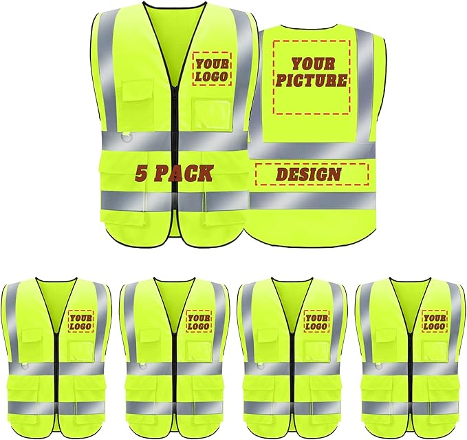 BeautyWill Custom Safety Vest Logo Class 2 High Visibility Reflevtive Vest Outdoor Protective Workwear