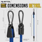 Bungee Cords with Hooks, 60 Inch Adjustable Blue Bungee Cords with Carabiner Heavy Duty Outdoor, 8mm Thick Easy to Adjust Durable Bungee Rope UV Resistant for Bike Rack, Garden, Tension, 6 Pack