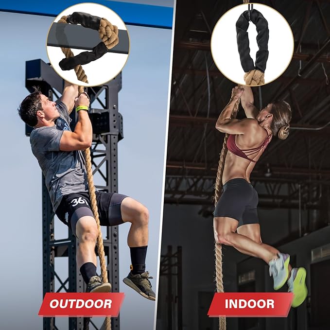 Climbing Rope Gym Workout - 10FT 15FT 20FT 25FT 30FT 35FT Heavy Duty Jute Thick Ropes for Adults Strength Training Outdoor Tree Swing Indoor Home Fitness Exercise - 1.5 Inch