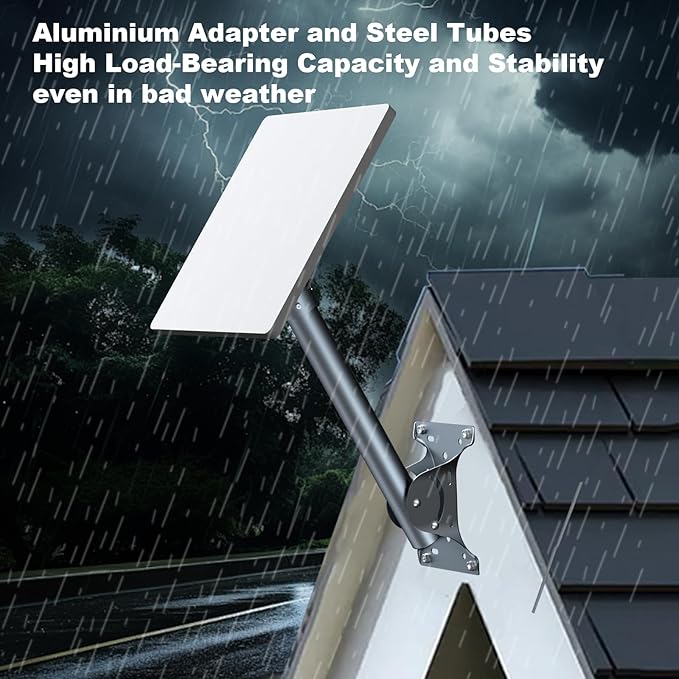for Starlink Gen 3 Roof Mount, Aluminum Alloy Starlink Standard V3 Mounting Kit with Starlink Gen 3 Pipe Adapter, Angle Adjustable (Straight)