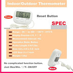 Small Digital Thermometer ON/Off Switch Indoor/Outdoor Meter Gauge with 5ft/1.5M Probe Sensor