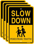 Joffreg Slow Down Pedestrian Traffic Sign,17 x12 Inches,Reflective Aluminum,UV Printed,Weather Resistant,Waterproof,Durable Ink,Easy to Mount,Outdoor Use(4 Pack)