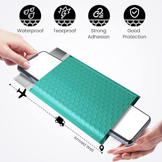 Fuxury Bubble Mailers 4x8" Teal Padded Envelopes 1000Pack Strong Adhesion Thick Padded Mailers for Small Business Mailing Small Items,Jewelry,Makeup