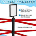 Therwen 6 Pcs Double Retractable Belt Barrier with Stanchion Dual Retractable Safety Belt Heavy Duty Crowd Control Stanchions Stainless Steel Post Holder Safety Barrier Stand (9.8 ft,Black and Red)