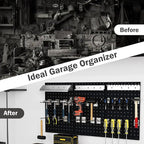 Goplus Garage Pegboard, Metal Pegboard Tool Organizer Kit with 3 Pegboards & 28 Pcs Hanging Accessories, Heavy Duty Pegboard Wall Organizer, Peg Board for Workshop, Tool Storage, Black