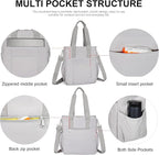 NOL Insulated Lunch Bag for Women, Large Spacious Lunch Tote Bag With Removable Adjustable Shoulder Strap with Multi Pockets, Leakproof Cooler Bag,Lightweight Nylon Waterproof Lunch Box For Work,Gray