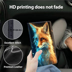 Car Registration and Insurance Holder, Leather Car Glove Box Organizer, Cool Car Accessories for ID, Driver's License Cards & Essential Document,business cards,Men&Women,Purple Yellow Fox