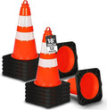 Pyle 18" Traffic Cones 12-Pack, High-Visibility Orange Safety Cones for Parking, Roadwork, Construction and Sports Training, Stackable Design with Heavy-Duty PVC Base, Weather-Resistant