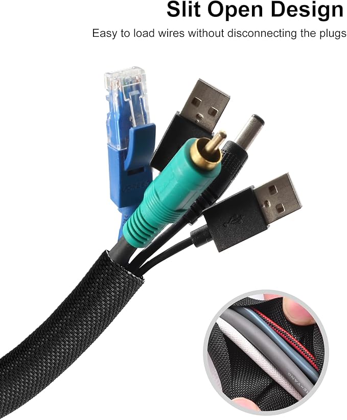 Secbolt Cord Protectors from Pets No Chew, 25ft - 1 inch Ultra Durable Cord Covers for Pets, Bite-Resistant Cable and Wire Protector for Cats, Dogs, Rabbits - Black