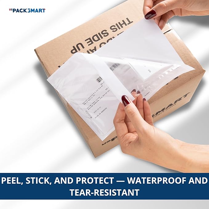 200 Units, 7.5"x5.5" Clear Packing List Shipping Label Envelopes - Heavy Duty Adhesive, Ideal for Labels, Invoices & Documents