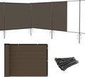 Patio 5' x 128' Outdoor Privacy Screen Freestanding Temporary Fence Panels Net Cover with Metal Poles for Outside Backyard Pool Garden Air Conditioner Fencing, Brown