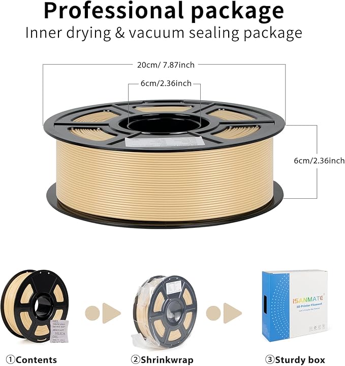 iSANMATE ASA Filament 1.75mm Beige 1KG, UV & Weather Resistant 3D Printer Filament Perfect for Outdoor Functional Parts, Dimensional Accuracy +/- 0.02mm, 1kg Spool (2.2lbs)