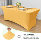 Obstal 6 Pack Spandex Stretch Table Covers for 6 Foot Tables - 6 FT Rectangular Fitted Tablecloth Protector for Wedding, Banquet, Party (Gold, 72'' Length x 30'' Width x 30'' Height)