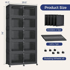 200GAL Extra Large Storage Bins with Lid, 800Qt Stackable Closet Organizers and Drawers, Collapsible Storage Bins with Wheels, Folding Containers for Home, Kitchen Office, 5Pack Black