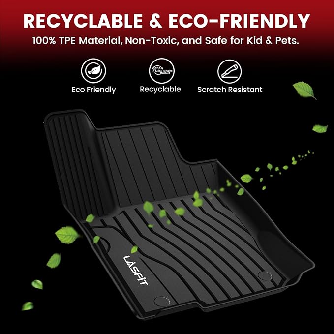 LASFIT Floor Mats for Mercedes Benz CLA 2014-2019 & GLA 2015-2020 250/45 AMG, All Weather TPE Custom Fit Car Mats for Mercedes CLA & GLA Floor Liners, 1st & 2nd Row Set, Black