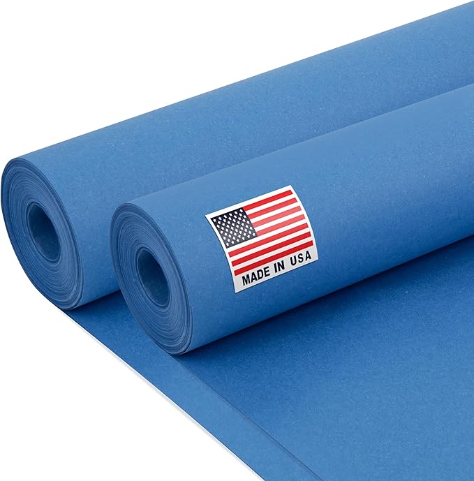 24" x 1200" (100 ft) Dark Blue Kraft Paper Roll (Value Pack of 2), 45 lbs Thickness, Made in USA Colored Kraft Paper for School, Bulletin Board - Odorless, Non-Toxic, Safe for Kids