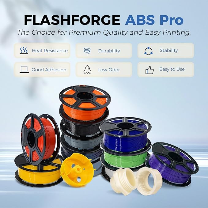 FLASHFORGE ABS Pro Filament 1.75mm Red, 3D Printer Filament 1kg (2.2lbs) Spool-Dimensional Accuracy +/- 0.02mm, Hot Deformation Below 90℃, Great for Printing Heat-Resistant Functional Parts
