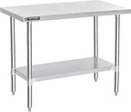 DuraSteel 24x48 Stainless Steel Work Table - NSF Commercial Prep Metal Table - Outdoor Pizza Oven Stand w/Under Shelf - Kitchen Island Laundry Utility Garage Microwave Stand Large Rolling Storage Cart