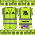 BeautyWill 10/20 Pack Custom Logo Safety Vest,Bulk High Visibility Class 2 Reflective Work Vests