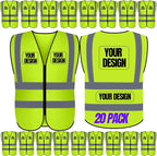BeautyWill 10/20 Pack Custom Logo Safety Vest,Bulk High Visibility Class 2 Reflective Work Vests
