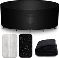 Heavy Duty Patio Furniture Covers Waterproof, 600D Round Outdoor Furniture Cover Waterproof for Sectional Sofa Couch, Outdoor Dining Table and Chair Set Covers 72"DIA x 28"H, Black