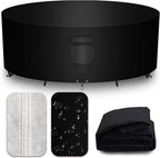 Heavy Duty Patio Furniture Covers Waterproof, 600D Round Outdoor Furniture Cover Waterproof for Sectional Sofa Couch, Outdoor Dining Table and Chair Set Covers 76"DIA x 28"H, Black
