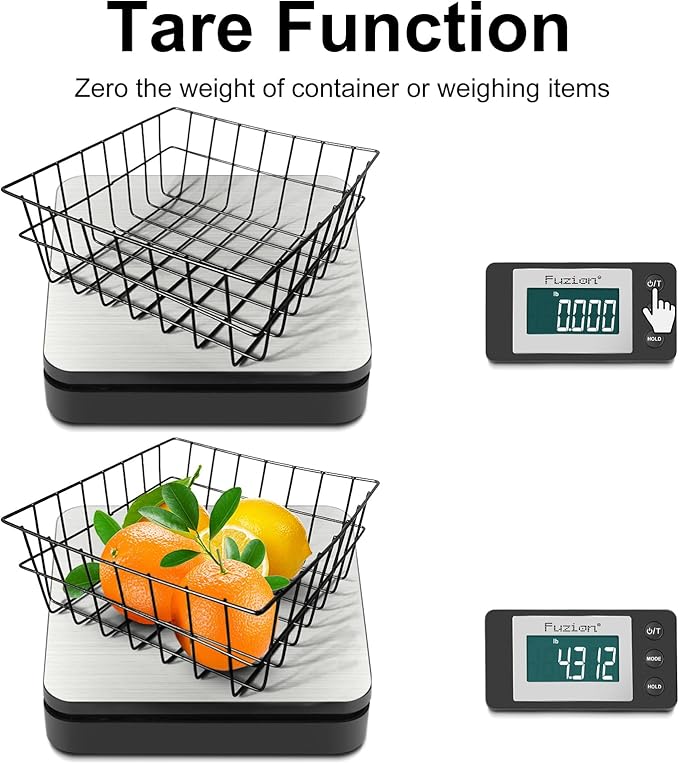 Fuzion Shipping Scale - Wireless Postal Scale 110LB x 0.1oz, Large LCD Display, 5 Units, Digital Scale for Packages - Dual Power Options (Batteries & Adapters)