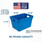 Hudson Exchange 18.25 x 13.25 x 11.75 (3 Pack) Corrugated Space Age Handled Storage Container Mail Tote, Blue