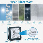 Indoor Outdoor Thermometer Wireless Weather Station, Battery Powered Inside Outside Thermometers Remote Temperature Humidity Monitor with Backlight and Dew-point for Office Bedroom Greenhouse (500 Ft)