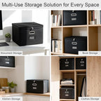 8 Pack Large File Organizer Boxes with Lids, Document Organizer Box with Mesh Pockets & Zippers for Letter/Legal Size Folders, Collapsible File Storage Box (Black, Without Folders)