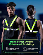 Running Lights for Runners, 500 Lumens Running Light with 45° Adjustable Tilt, 360° Reflective Vest & IPX4 Waterproof Rechargeable Safety Light Up Gear for Night Walking/Cycling/Jogging/Hiking