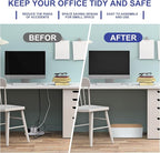 Cable Management Box - Wooden Style Cord Organizer Box to Hide Wires & Power Strips | Desk Computer Cable Organizer Box | Safe ABS Material | 12.6" (L) x 5.3" (W) 4.9" (H) | for Home & Office - White